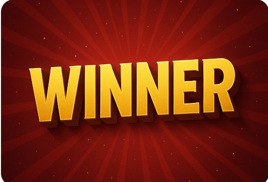 A celebratory graphic reading Winner